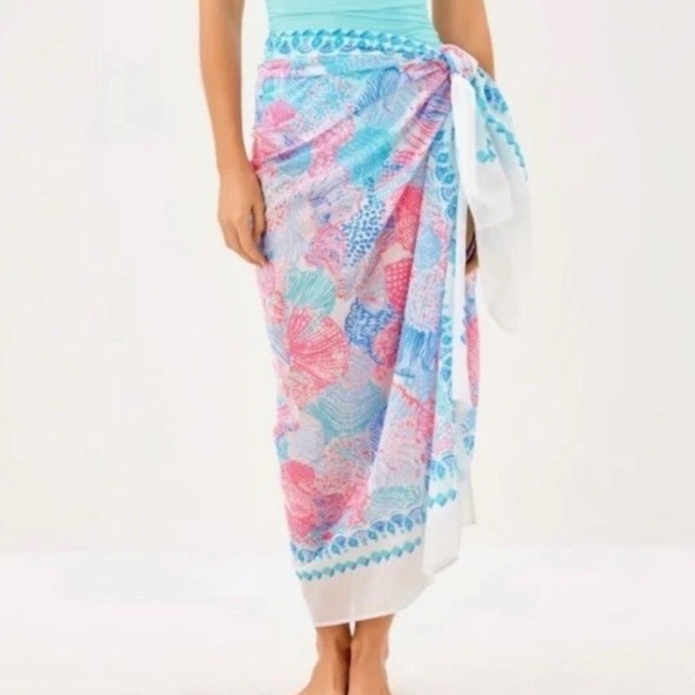 Lilly Pulitzer Pareo Sarong OS Roar Of The Seas Print Swimsuit Coverup Wrap